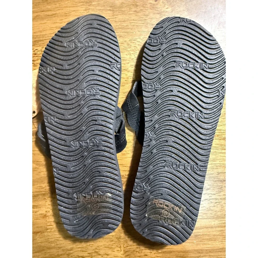 Rockin Original Authentic Black Flip Flops Sandals‎ Women's